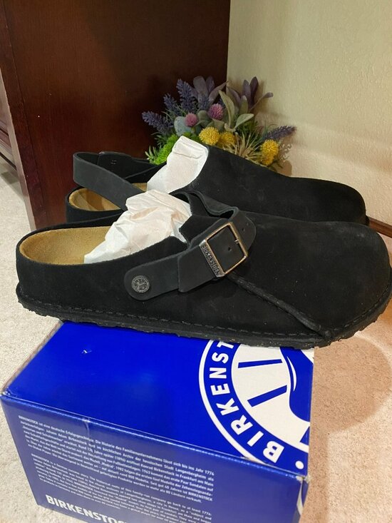 Birkenstock Lutry Premium Suede Black Mules Size 12 Men’s Adjustable Strap Comfo main image 8